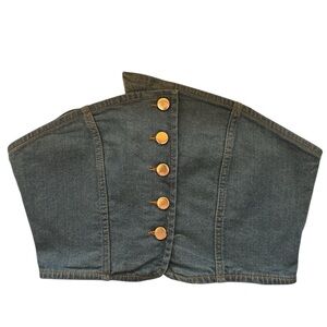 LA ARMARIO Denim Strapless Summer Casual Festival Large Top With Button BNWT